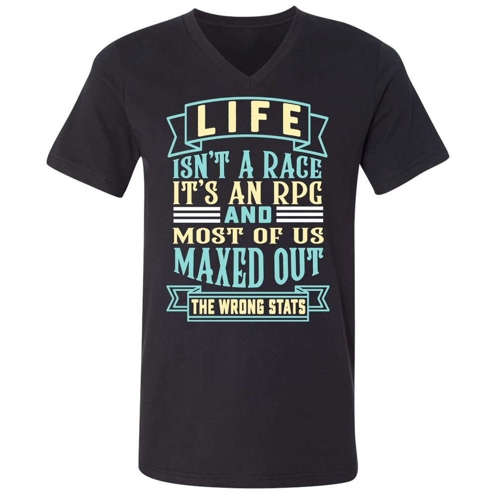 Life Is A RPG Unisex V-Neck T-Shirt - Black - 1