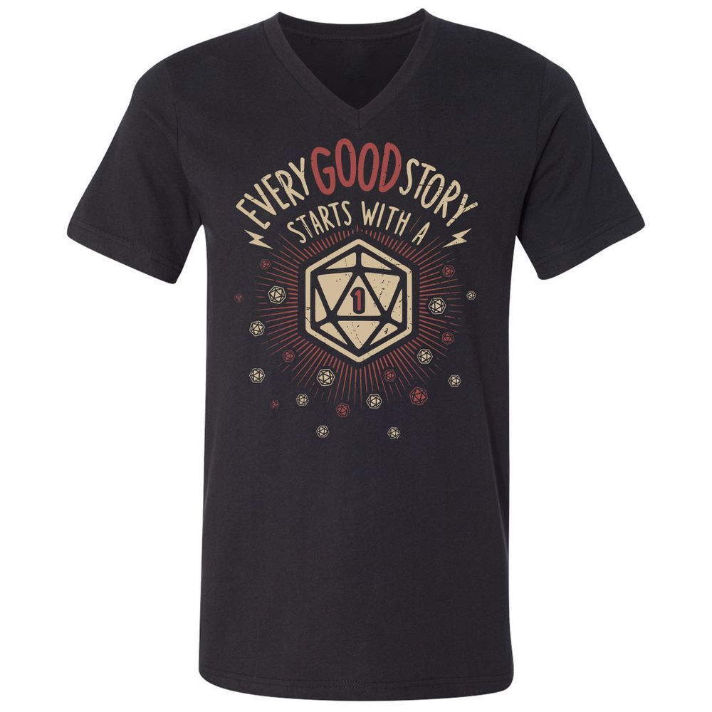 Good Story Starts With A 1 Unisex V-Neck T-Shirt - Black - 1