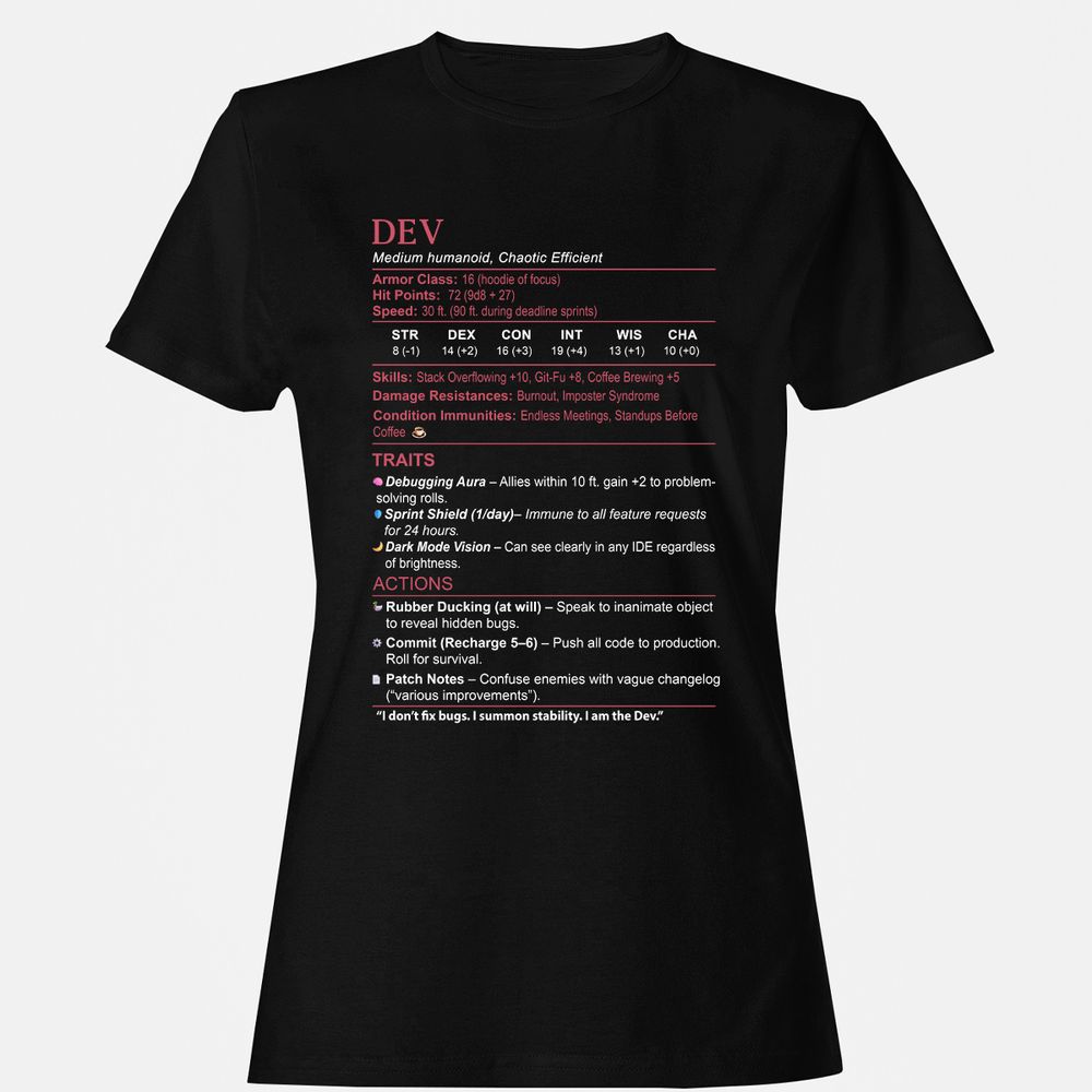 DEV Stats Women's T-Shirt - Black - 1