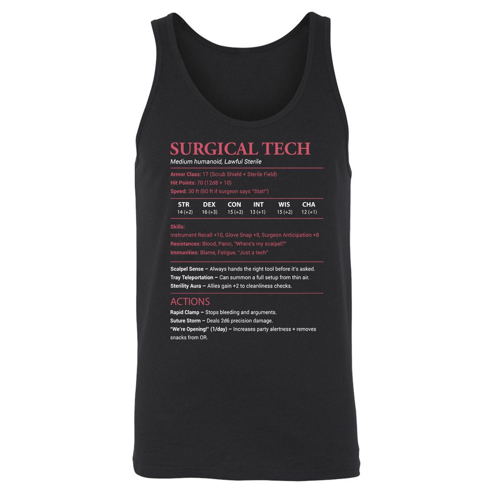 Surgical Tech Unisex Jersey Tank - Black - 1