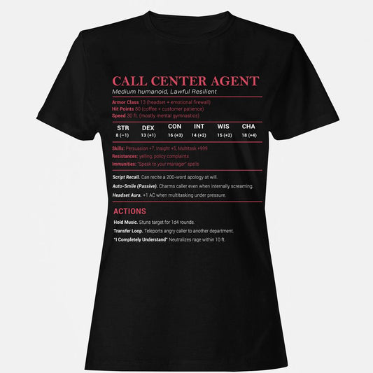 Call Center Agent Stats Women's T-Shirt - Black - 1