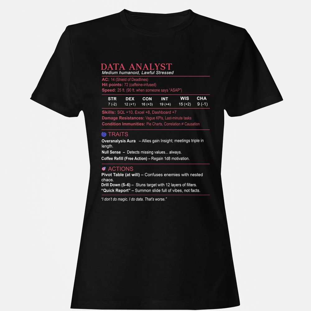 Data Analyst Stats Women's T-Shirt - Black - 1