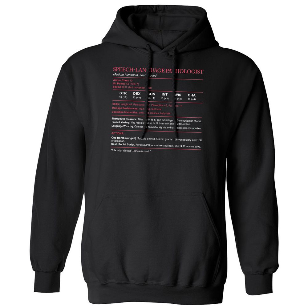 Speech Language Pathologist Stats Classic Unisex Hoodie - Black - 1