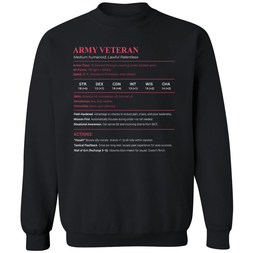 Army Veteran Classic Unisex Sweatshirt - Black - 1
