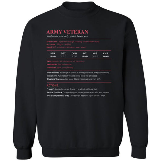 Army Veteran Classic Unisex Sweatshirt - Black - 1
