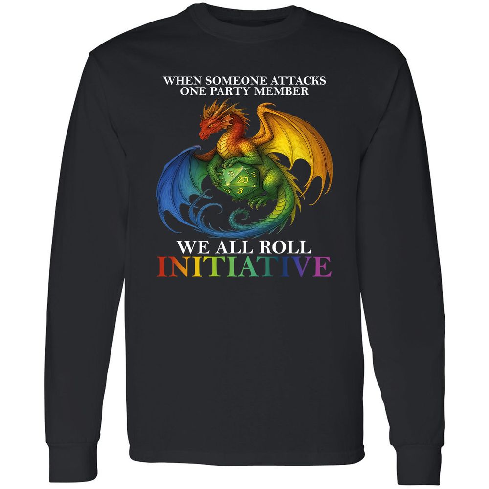 Dragon Roll For Initiative Long Sleeve T-Shirt - Black - 1