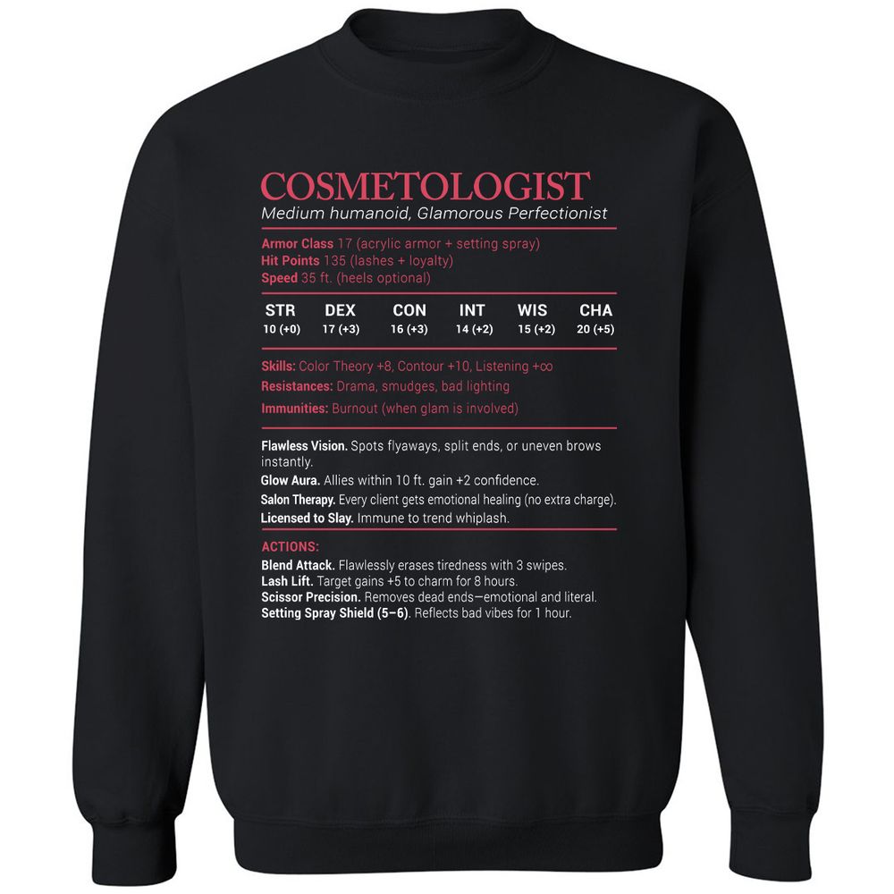Cosmetologist Stats Classic Unisex Sweatshirt - Black - 1