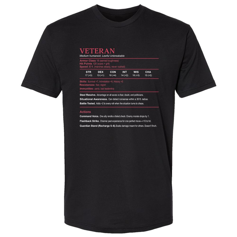 Veteran Stats Premium Unisex T-Shirt - Black - 1