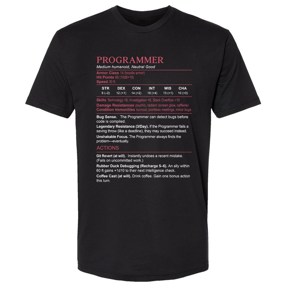 Programmer Stats Premium Unisex T-Shirt - Black - 1