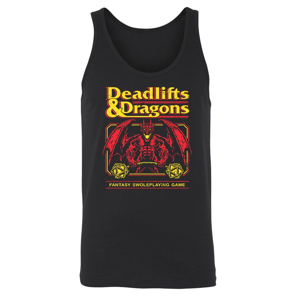 Deadlifts And Dragons Unisex Jersey Tank - Black - 1