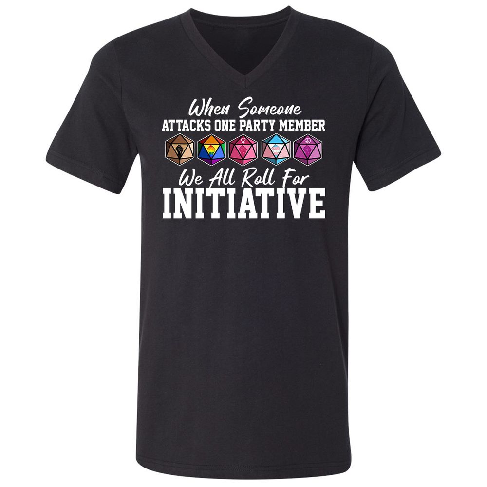 LGBT Roll For Initiative Unisex V-Neck T-Shirt - Black - 1