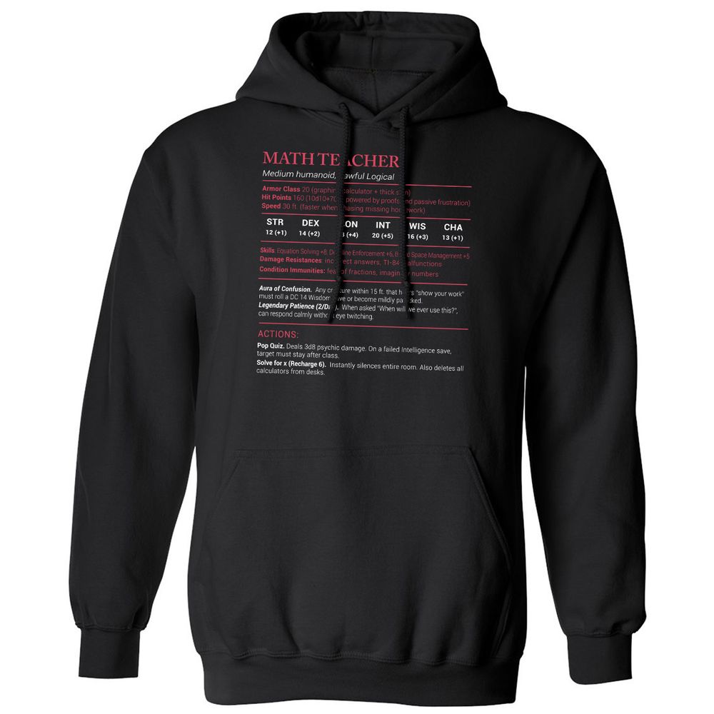Math Teacher Stats Classic Unisex Hoodie - Black - 1