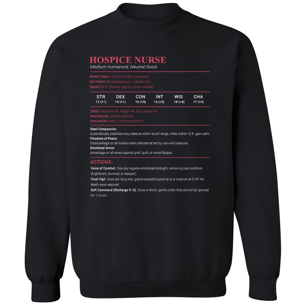 Hospice Nurse Stats Classic Unisex Sweatshirt - Black - 1