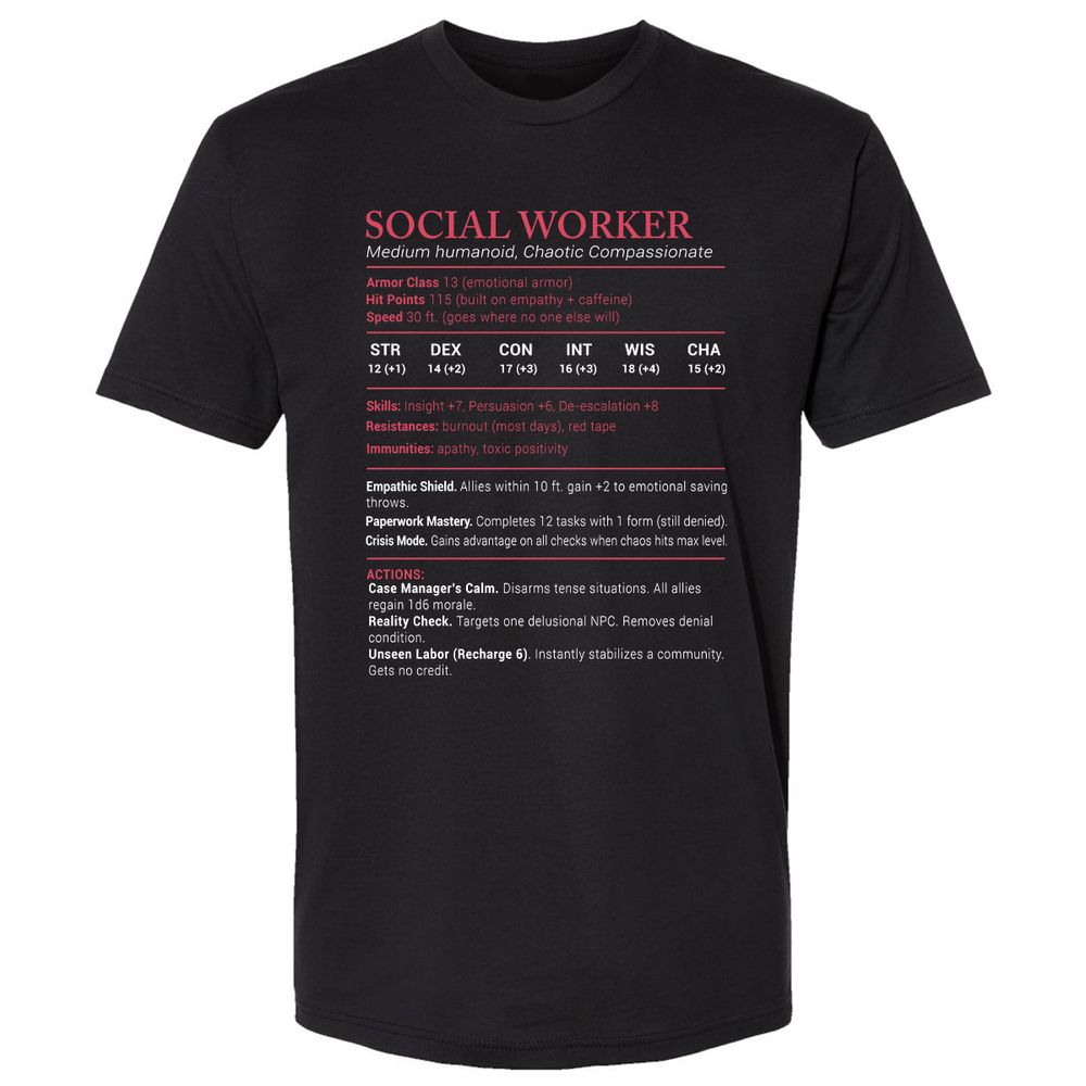 Social Worker Stats Premium Unisex T-Shirt - Black - 1