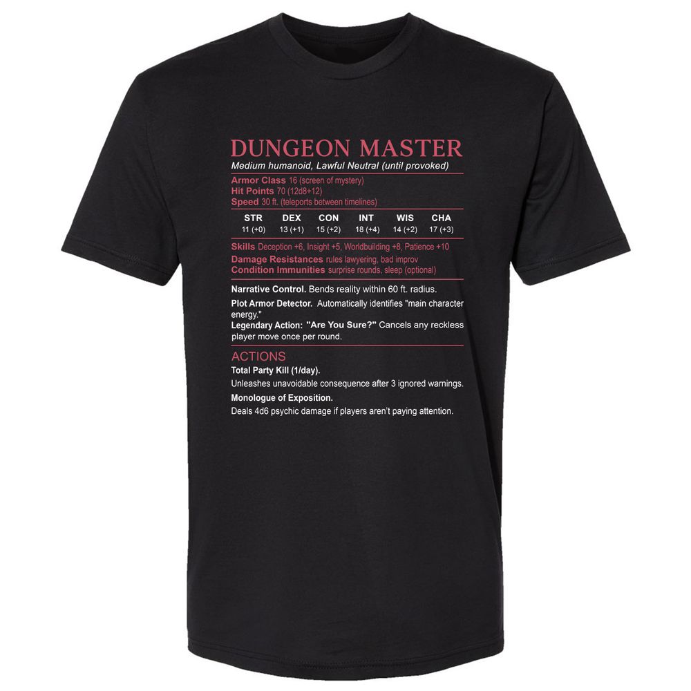 Dungeon Master Stats Premium Unisex T-Shirt - Black - 1