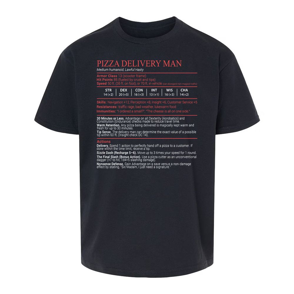 Pizza Delivery Man Stats Block - Black - 1