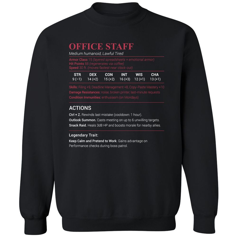 Office Staff Classic Unisex Sweatshirt - Black - 1