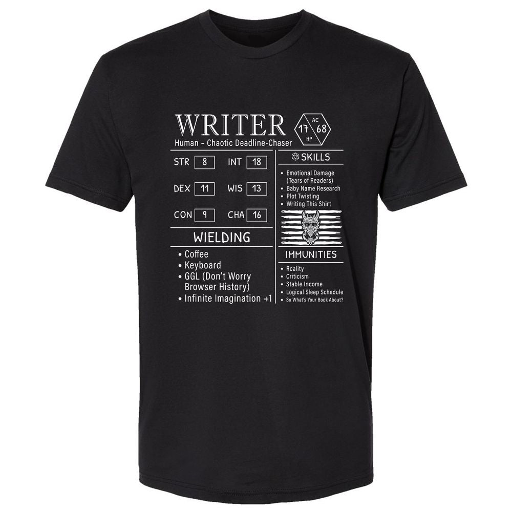 Writer Stats New Premium Unisex T-Shirt - Black - 1