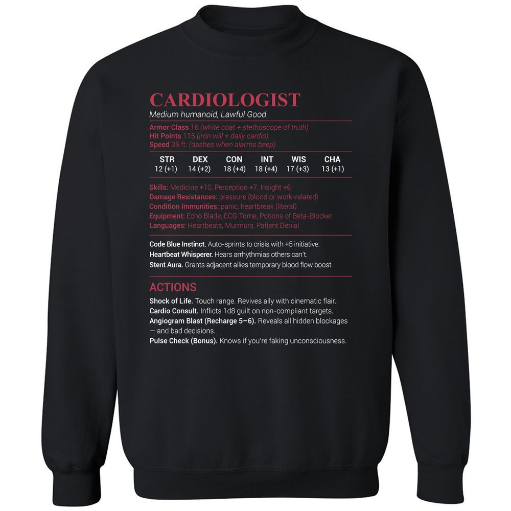 Cardiologist Stats Classic Unisex Sweatshirt - Black - 1