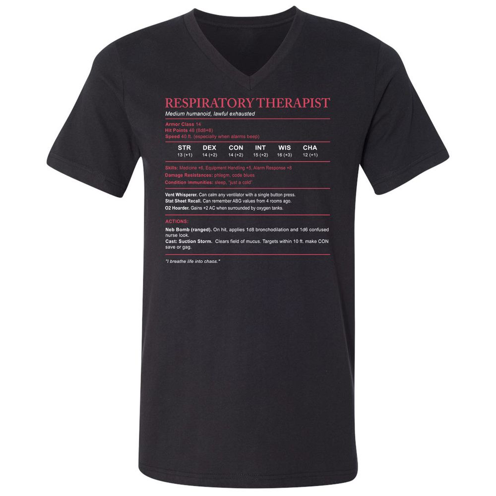 Respiratory Therapist Unisex V-Neck T-Shirt - Black - 1