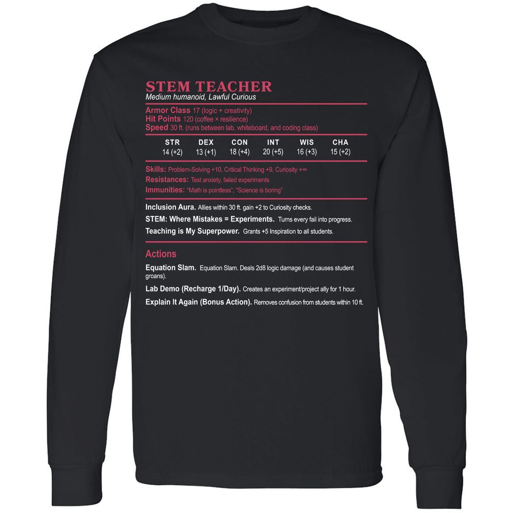 STEM TEACHER Long Sleeve T-Shirt - Black - 1