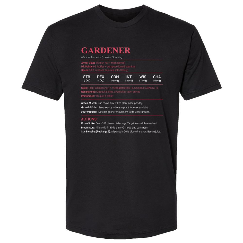Gardener Stats Premium Unisex T-Shirt - Black - 1