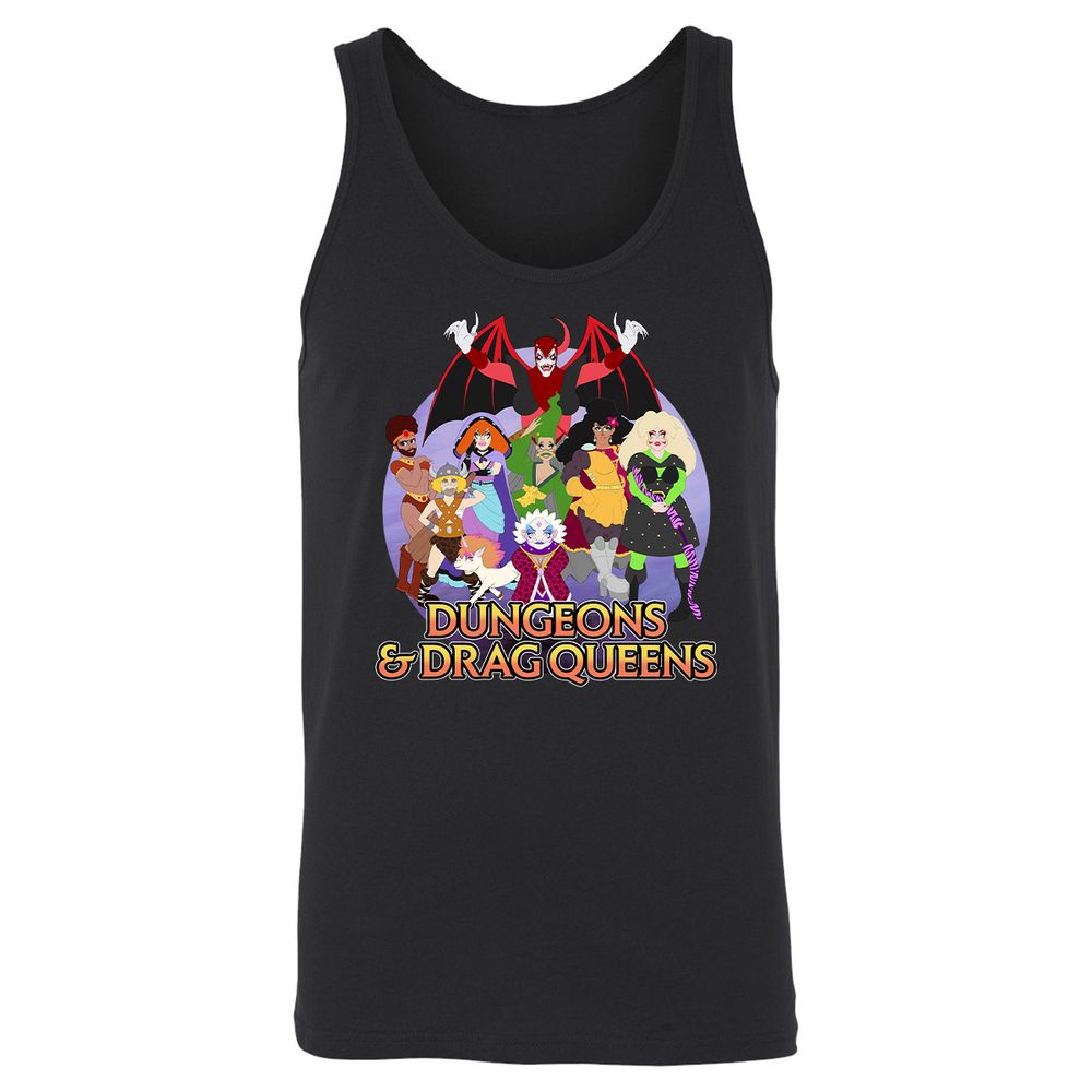 Dungeons n Drag Queens Cartoon Unisex Jersey Tank - Black - 1