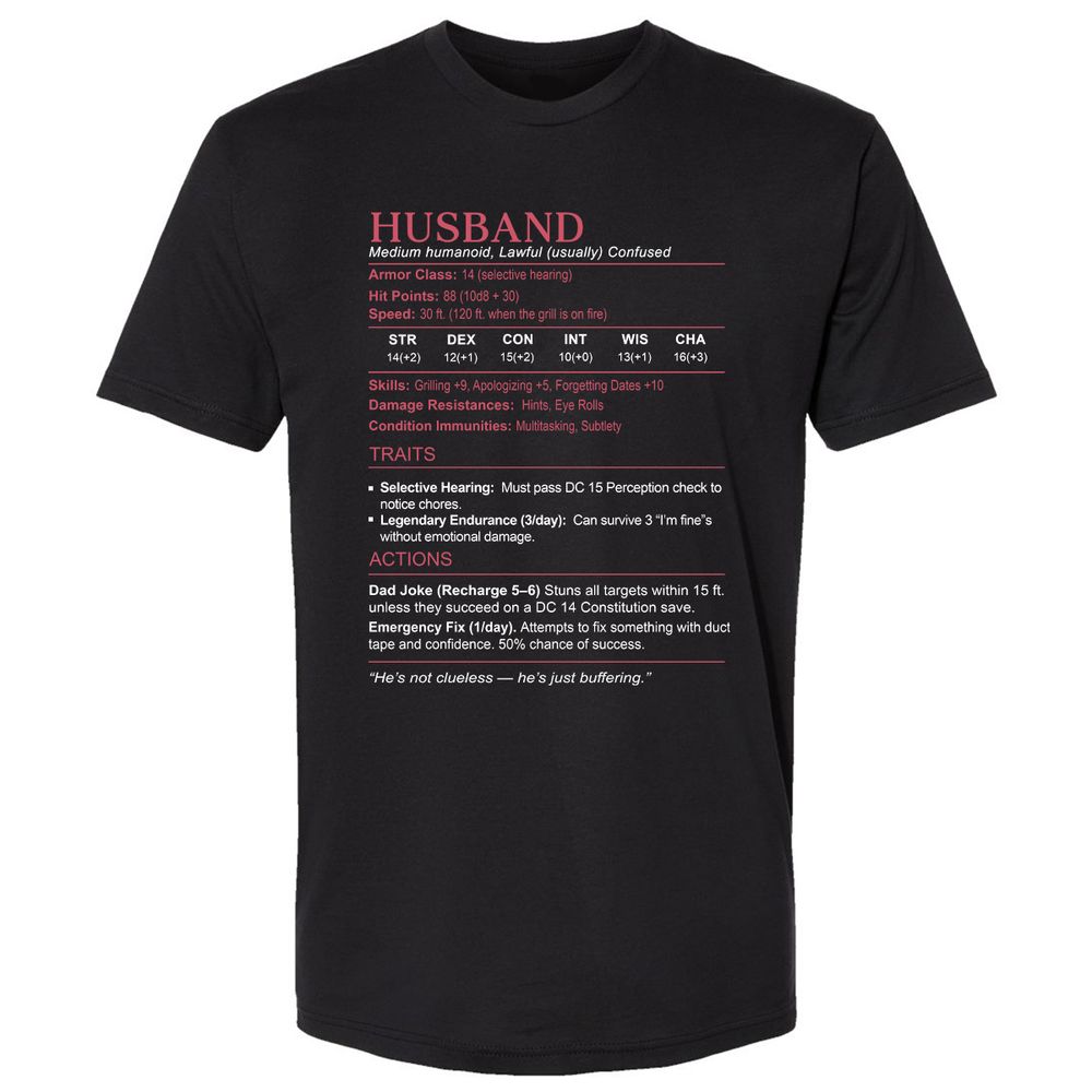 Husband Stats Premium Unisex T-Shirt - Black - 1
