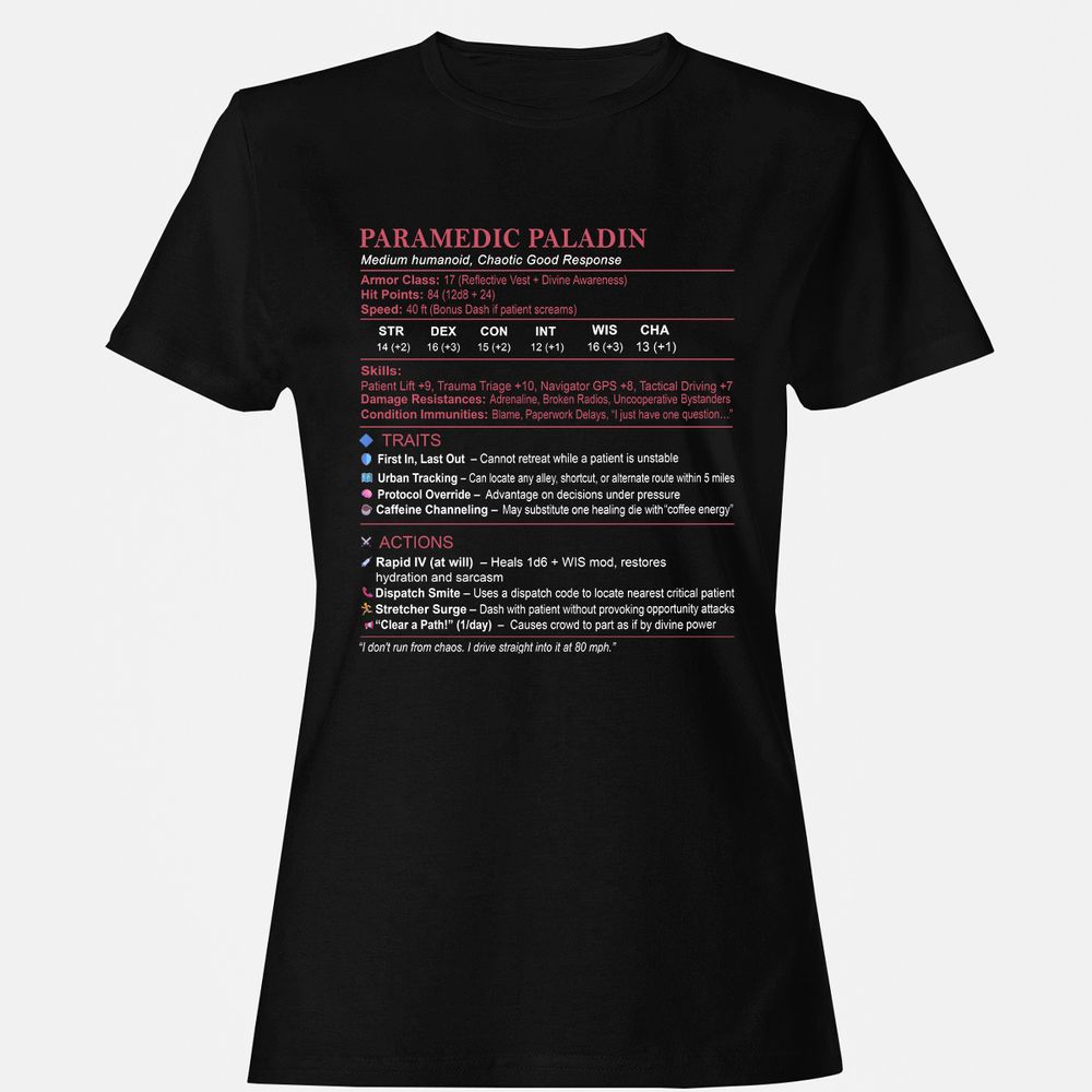 Paramedic Stats Women's T-Shirt - Black - 1