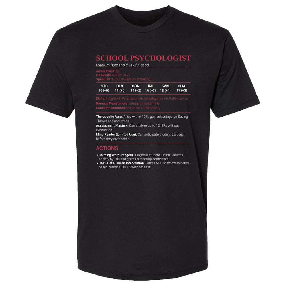 School Psychologist Premium Unisex T-Shirt - Black - 1