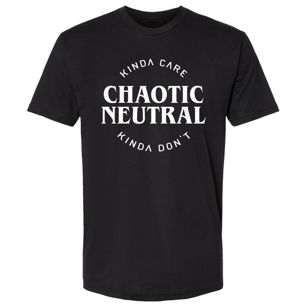 Chaotic Neutral Alignment Kinda Care Kinda Don't Premium Unisex T-Shirt - Black - 1
