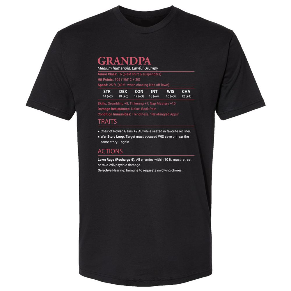 Grandpa Stats Premium Unisex T-Shirt - Black - 1