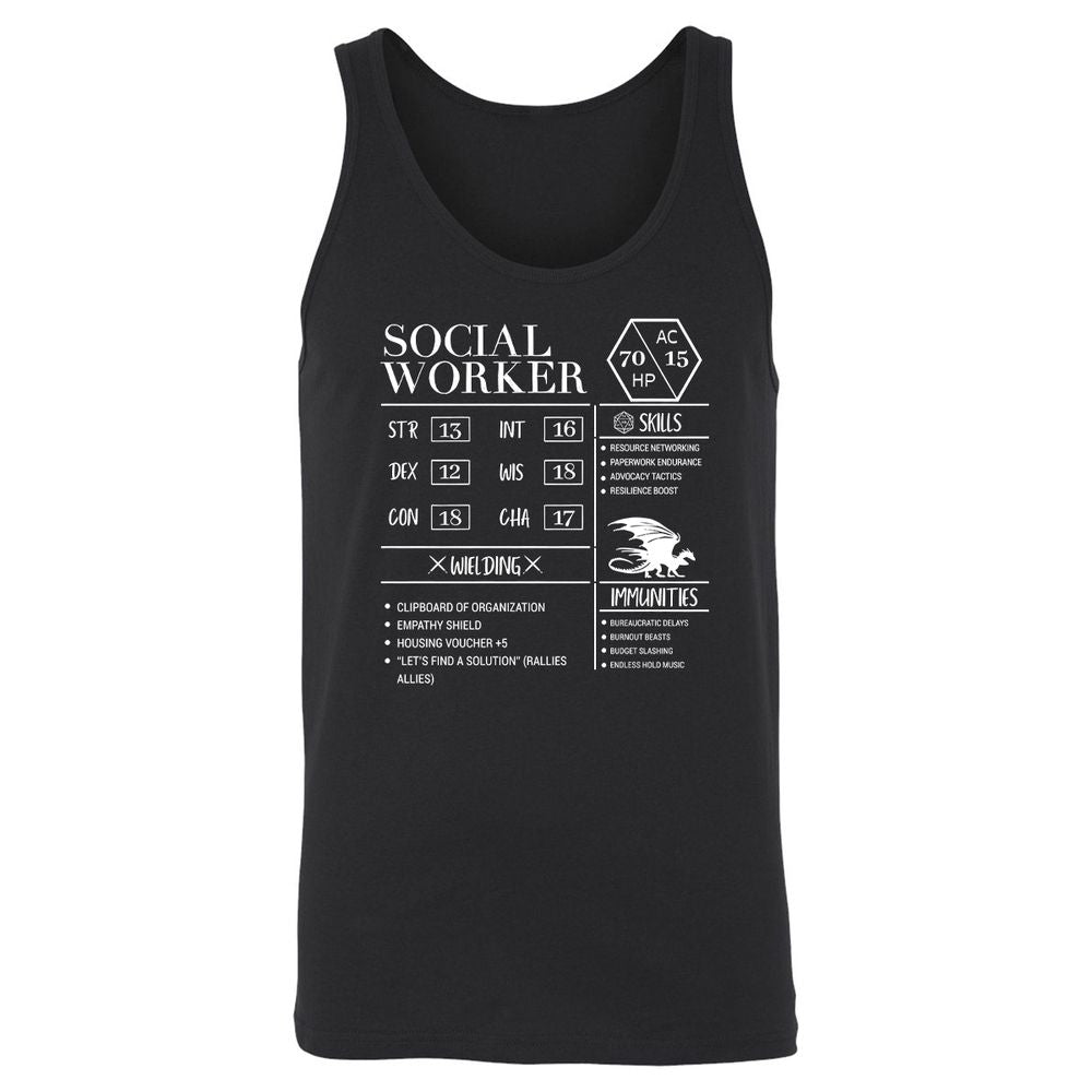 Social Worker New Unisex Jersey Tank - Black - 1