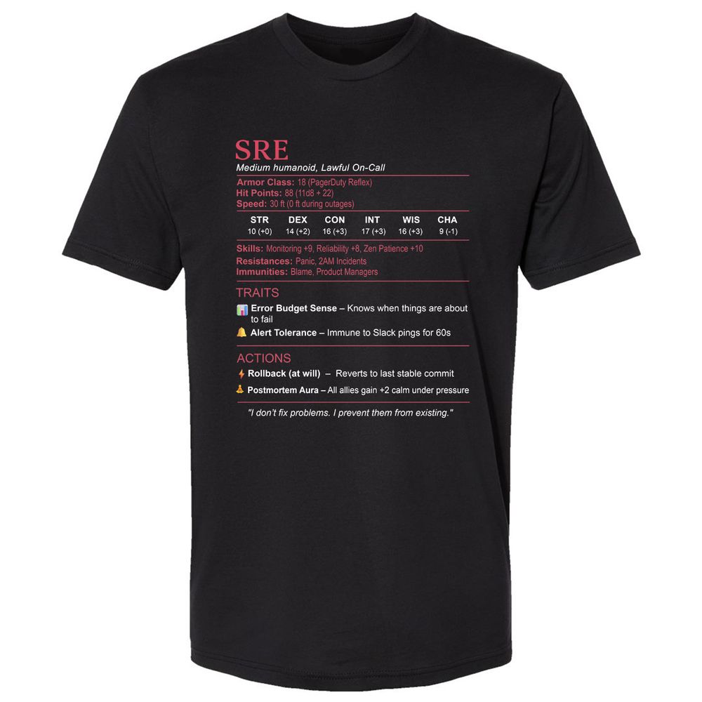 SRE Stats Premium Unisex T-Shirt - Black - 1