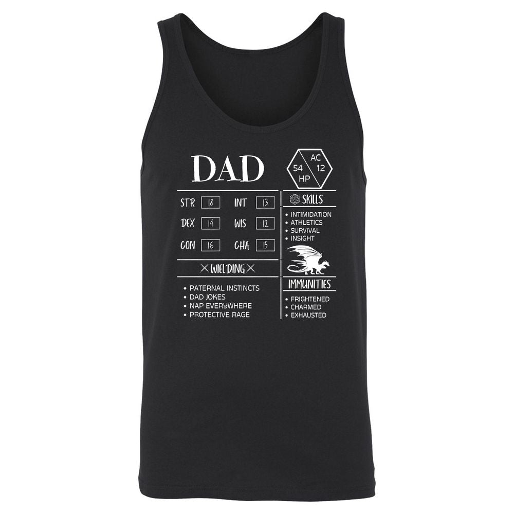 Dad Stats 2 Unisex Jersey Tank - Black - 1