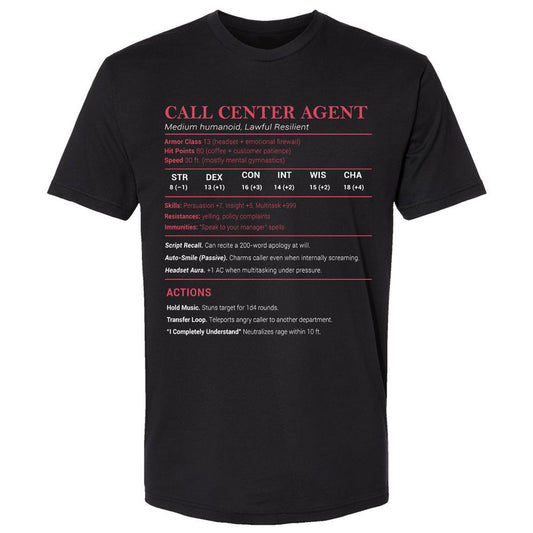 Call Center Agent Stats Premium Unisex T-Shirt - Black - 1
