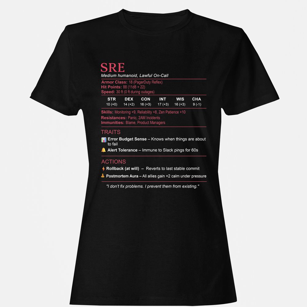 SRE Stats Women's T-Shirt - Black - 1