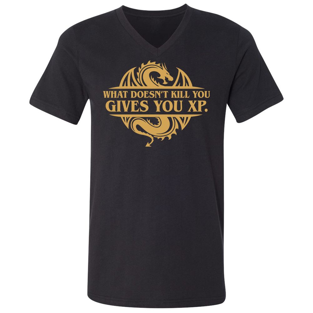 What Doesn't Kill You Gives You XP Unisex V-Neck T-Shirt - Black - 1