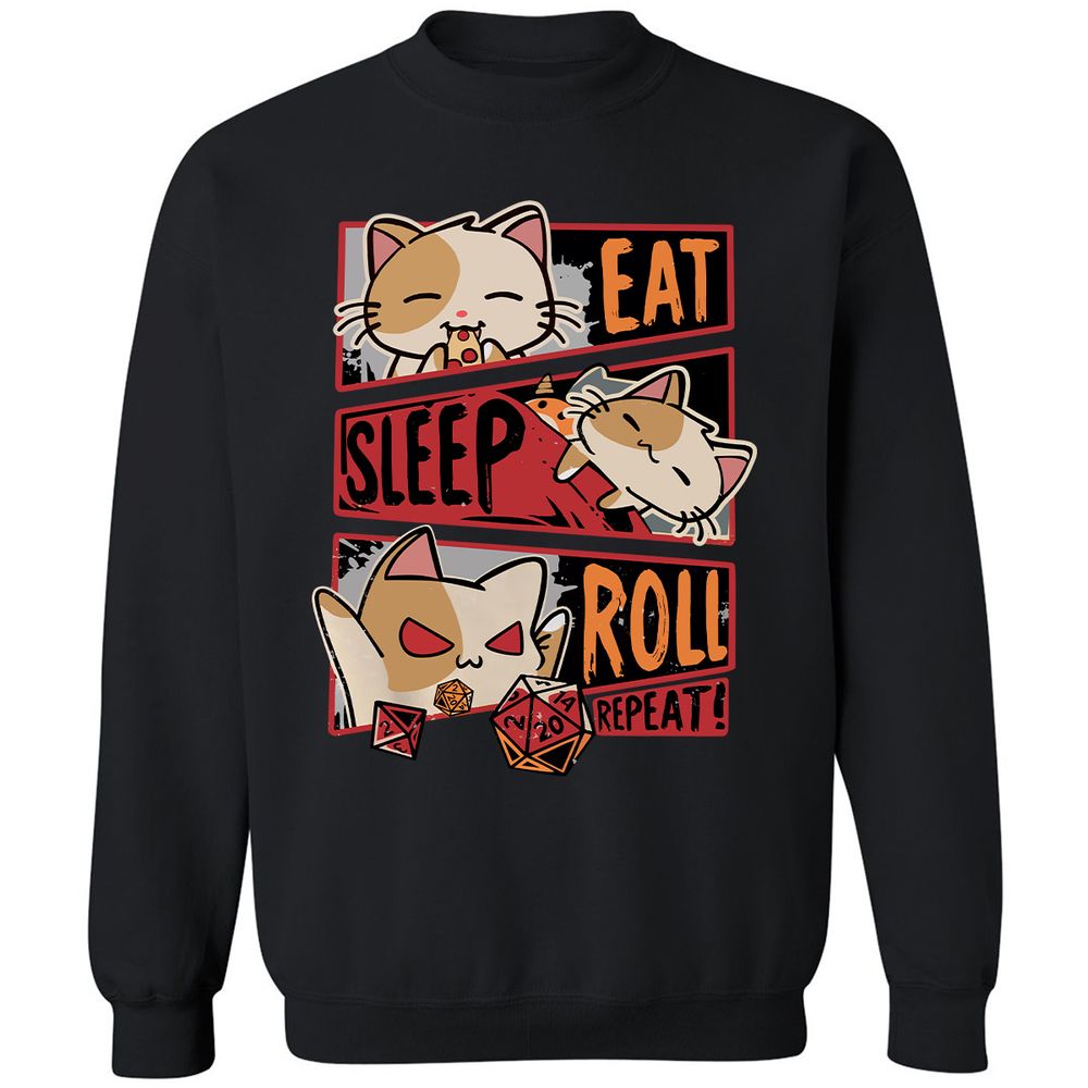 Eat Sleep Roll Repeat Classic Unisex Sweatshirt - Black - 1