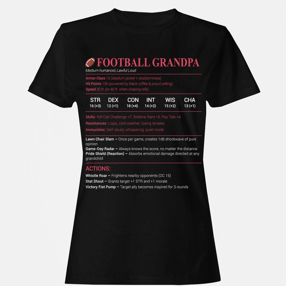 Football Grandpa Women's T-Shirt - Black - 1