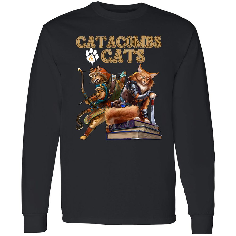 Catacombs & Cats Long Sleeve T-Shirt - Black - 1