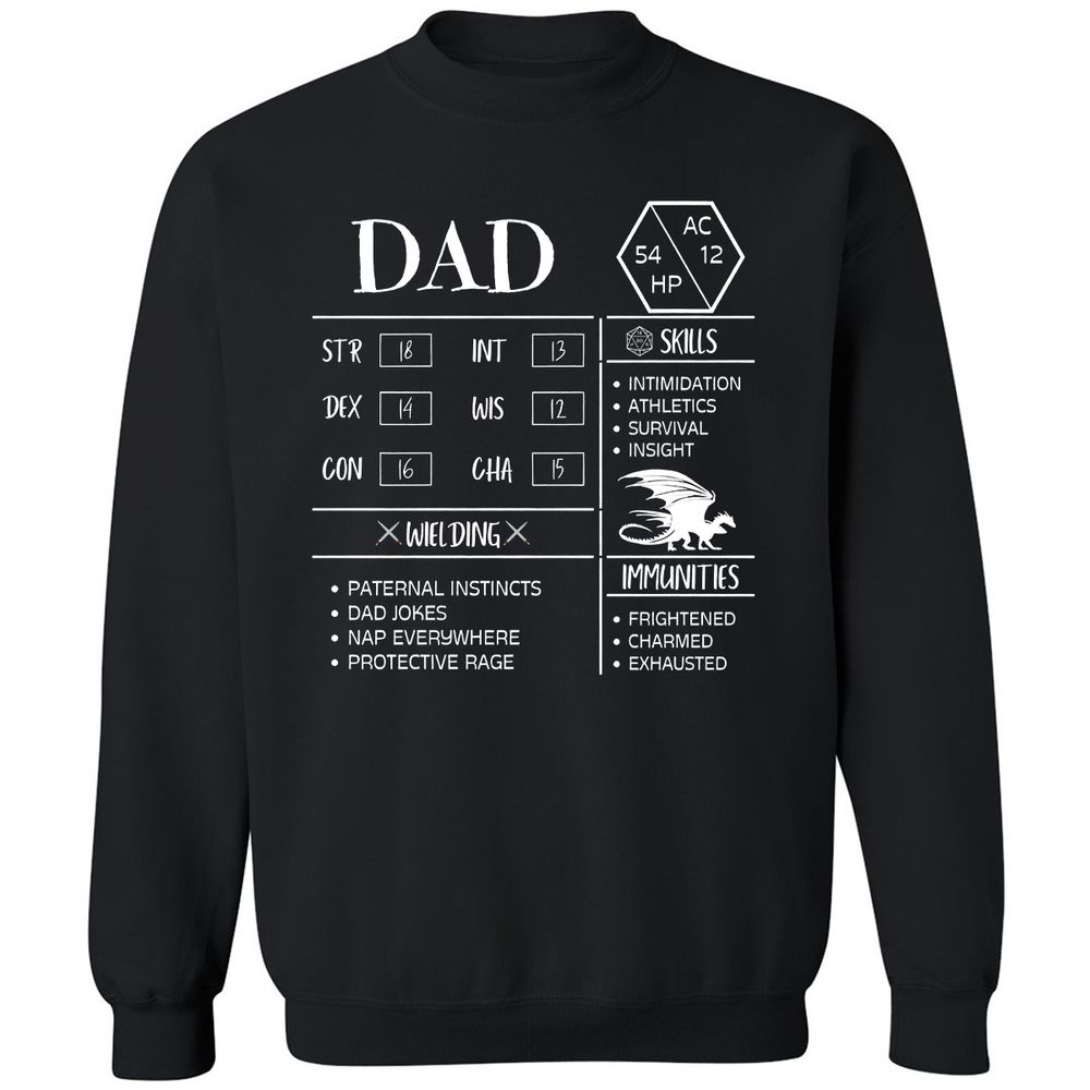 Dad Stats 2 Classic Unisex Sweatshirt - Black - 1