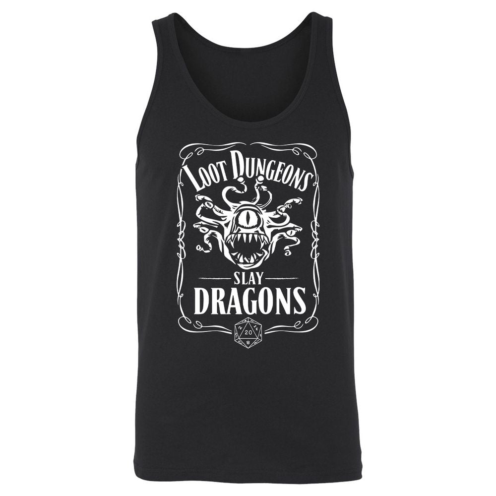 Loot Dungeon Slay Dragons Unisex Jersey Tank - Black - 1