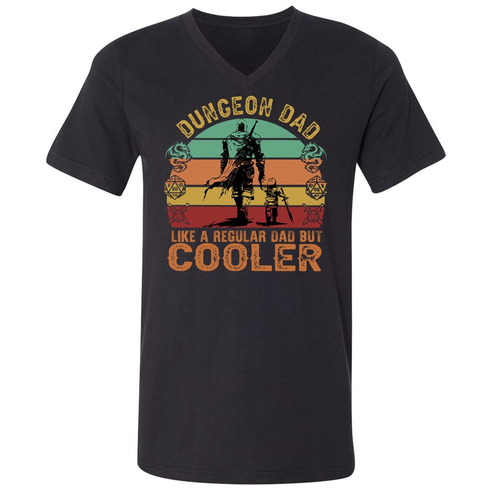 Dungeon Dad Like A Regular Dad Unisex V-Neck T-Shirt - Black - 1