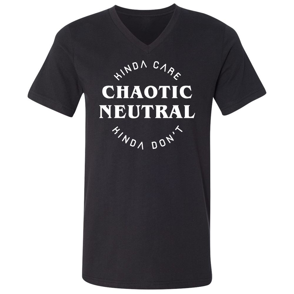 Chaotic Neutral Unisex V-Neck T-Shirt - Black - 1