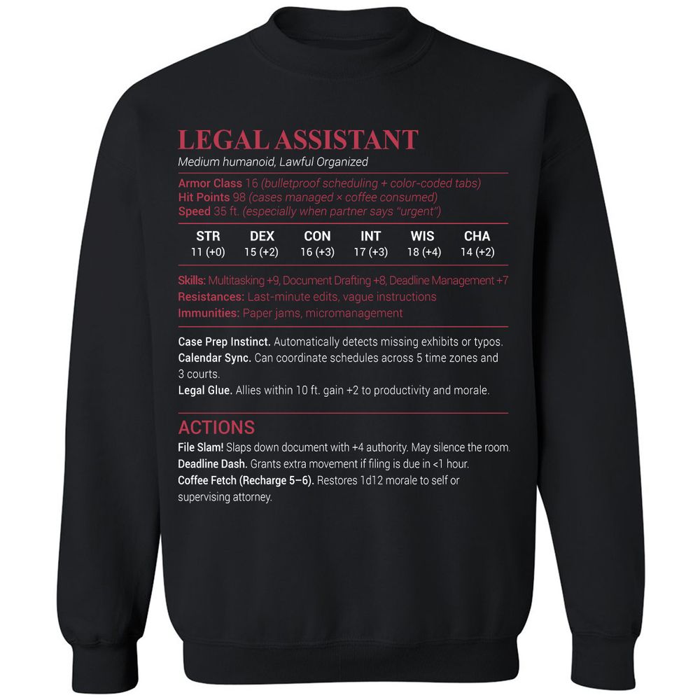 Legal Assistant Classic Unisex Sweatshirt - Black - 1