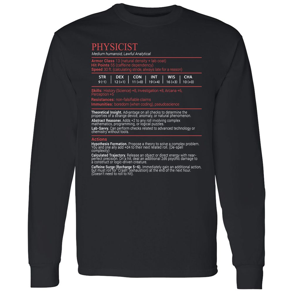 Physicist Stats Block - Black - 1