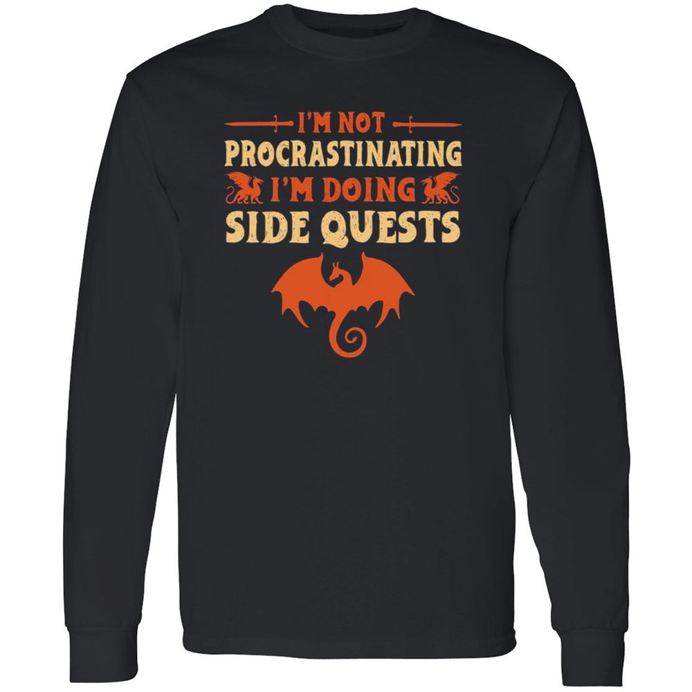 I'm Doing Side Quests Long Sleeve T-Shirt - Black - 1
