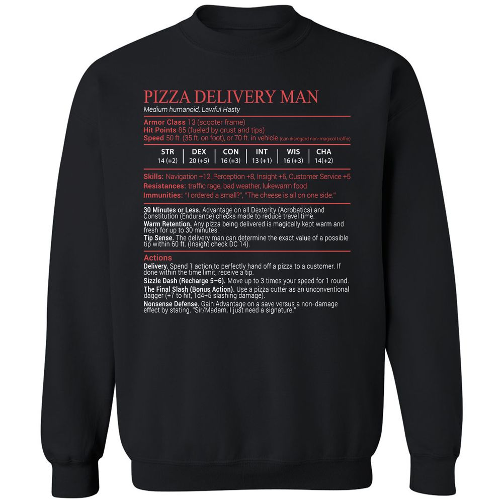Pizza Delivery Man Stats Block - Black - 1