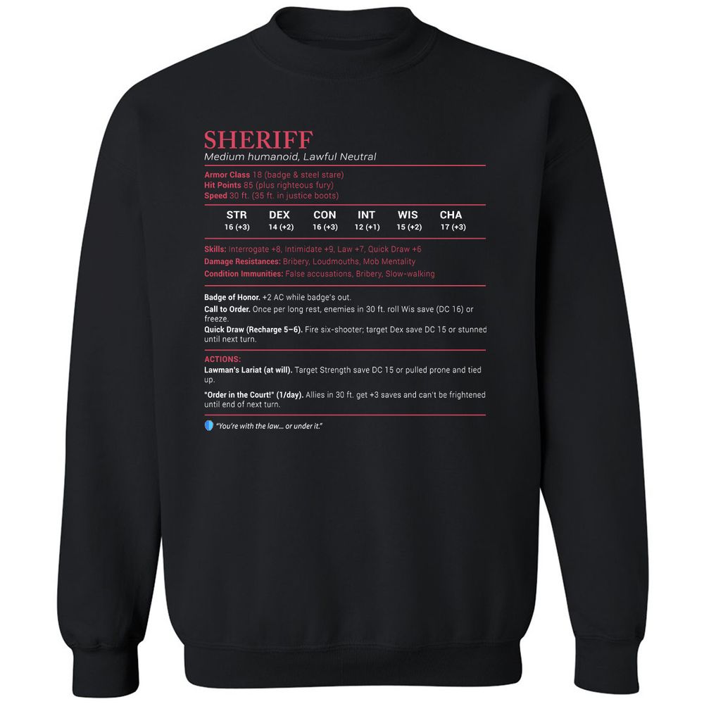 Sheriff Stats Classic Unisex Sweatshirt - Black - 1